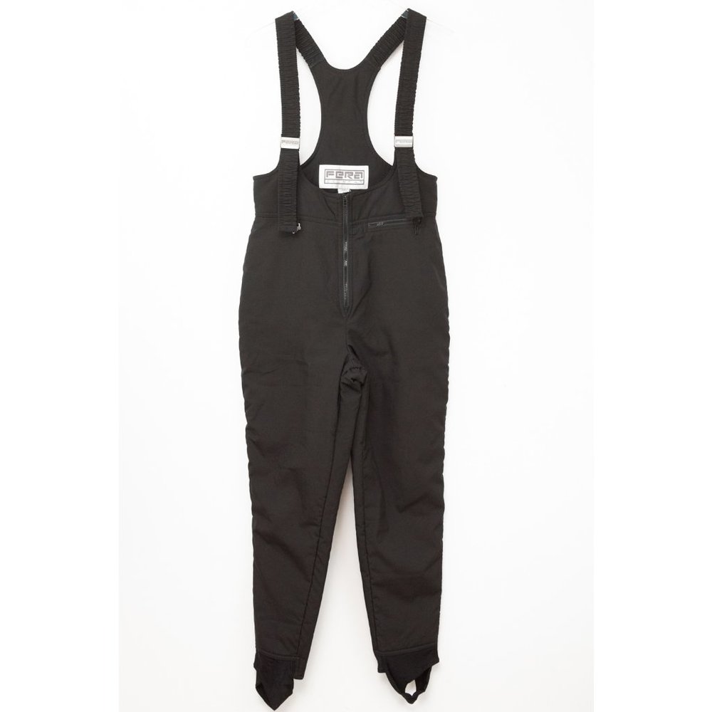 Fera Skiwear Bib Ski Pants Stirrup Vintage 90s Black Size 14 - Picture 1 of 8